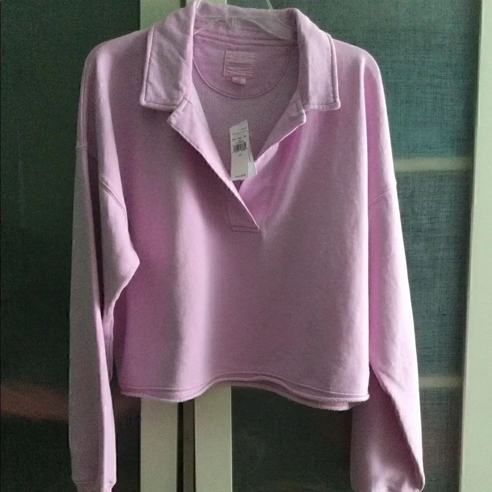 NWT AE L lavender cropped polo shirt